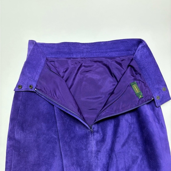Danier Womens Size 8 Vintage 80s Bright Royal Purple Suede Leather Pencil Skirt - Picture 4 of 9